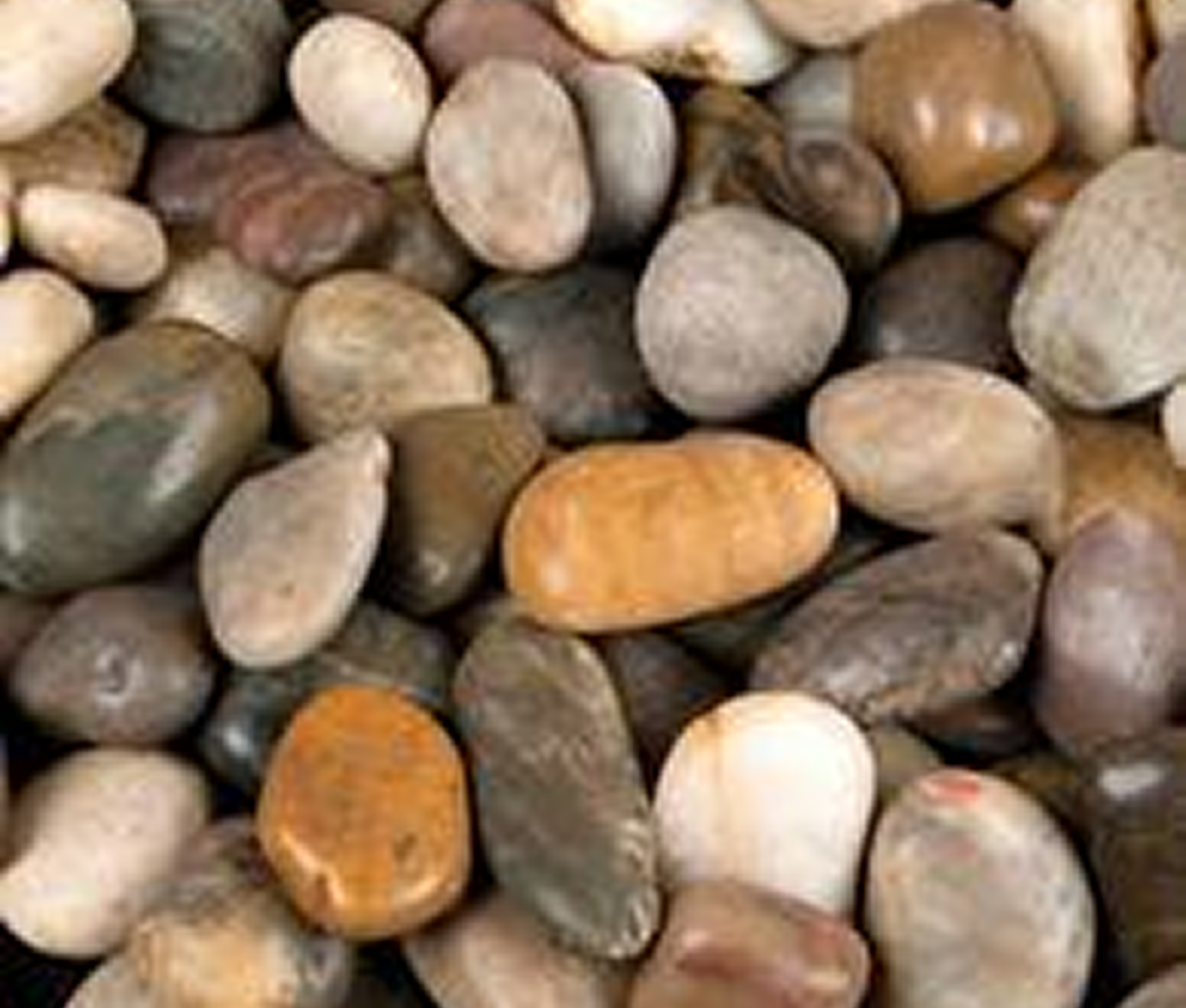 Smooth river stones in various colors