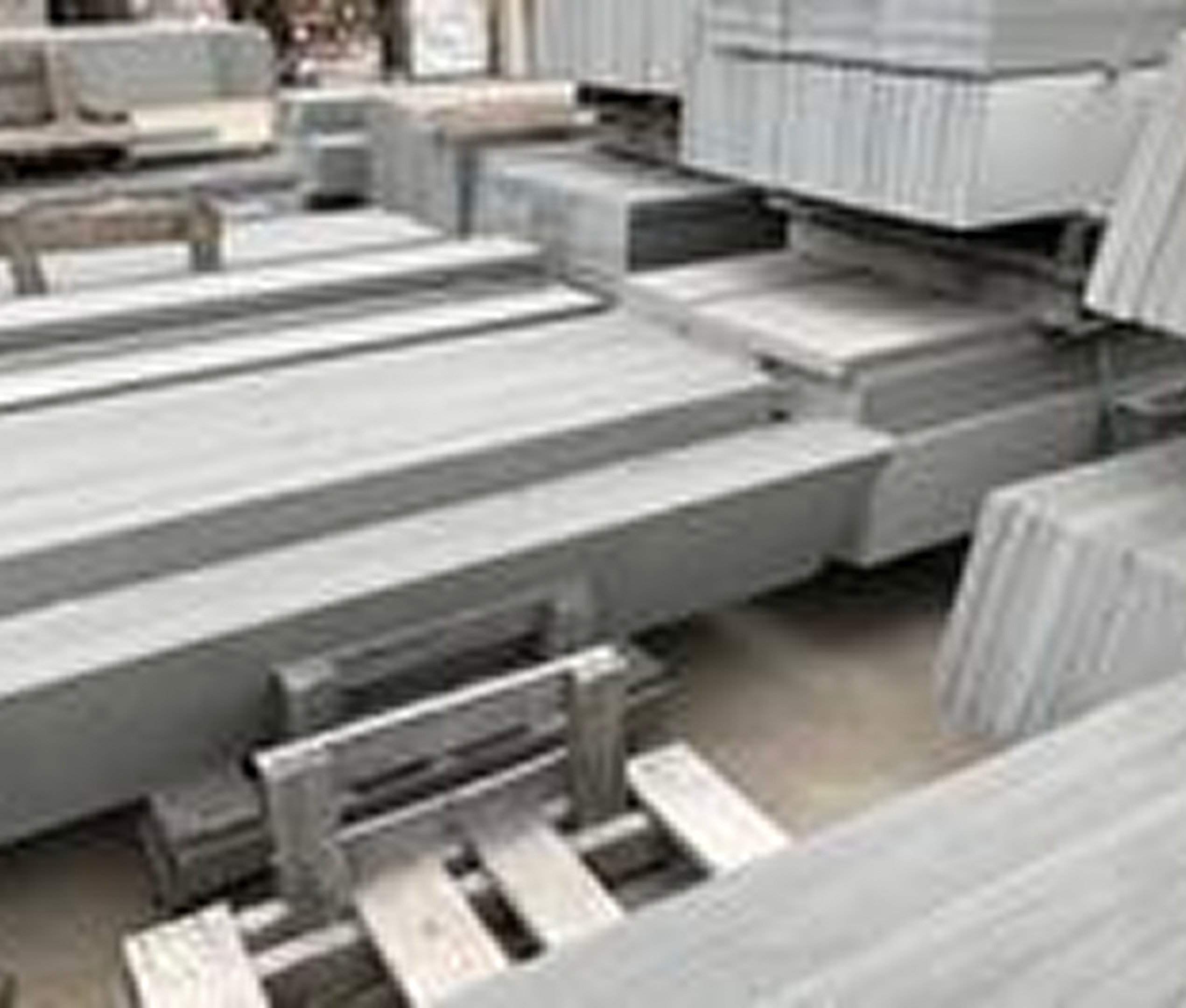 Stacks of concrete slabs on pallets