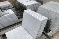 Gray stone slabs ready for shipping