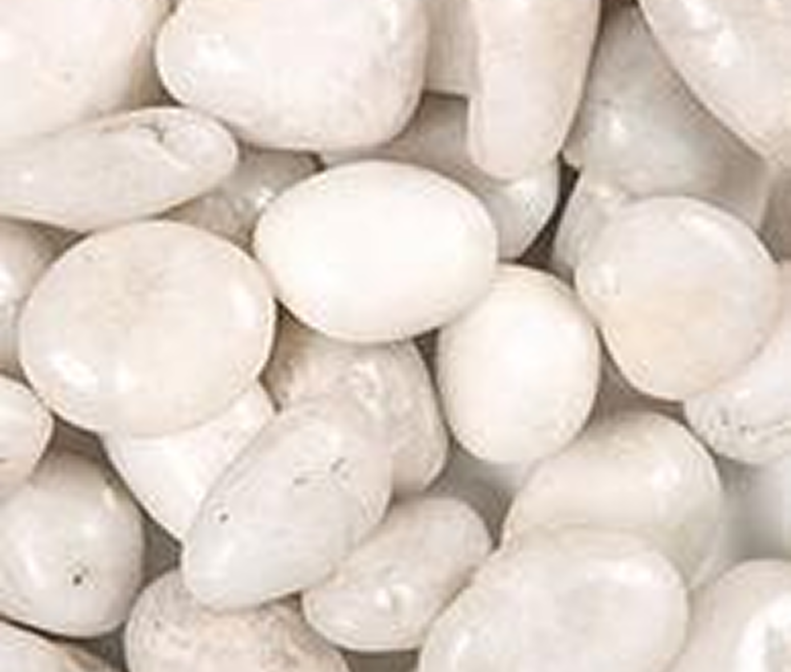 Smooth white stones close-up