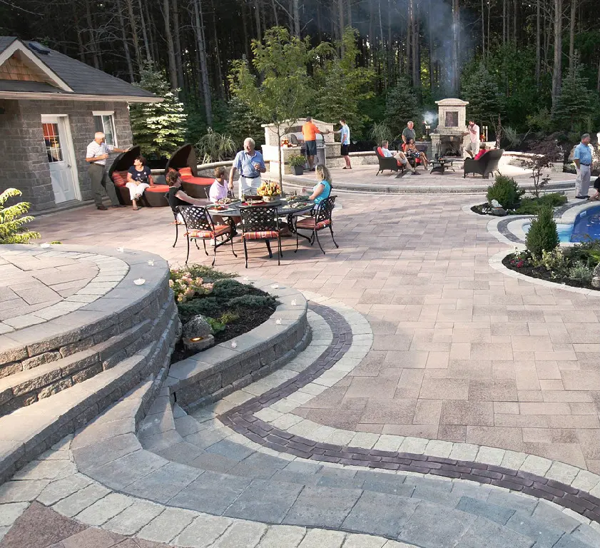 Outdoor patio gathering with fire pit