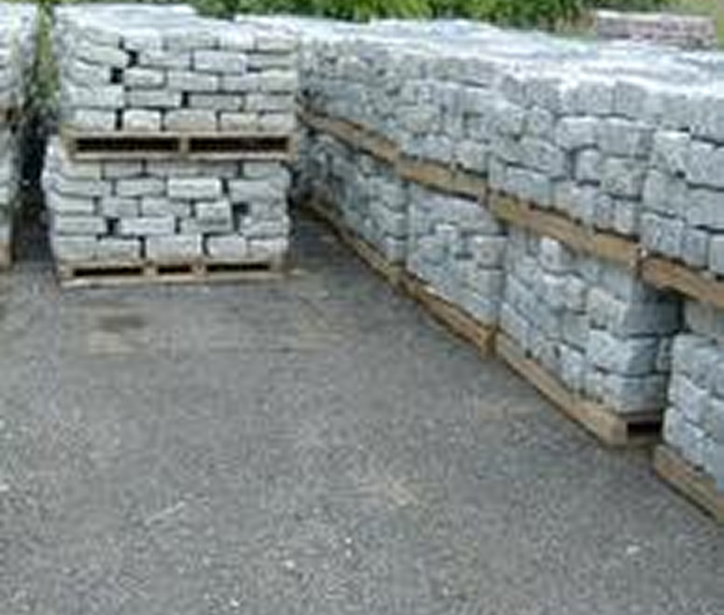 Piles of concrete blocks outdoors
