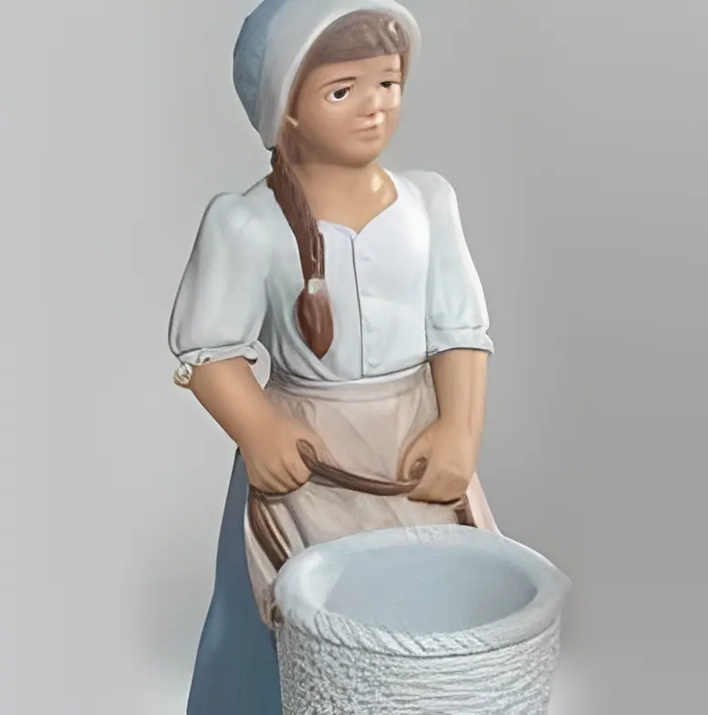 Ceramic figurine of a woman with basket