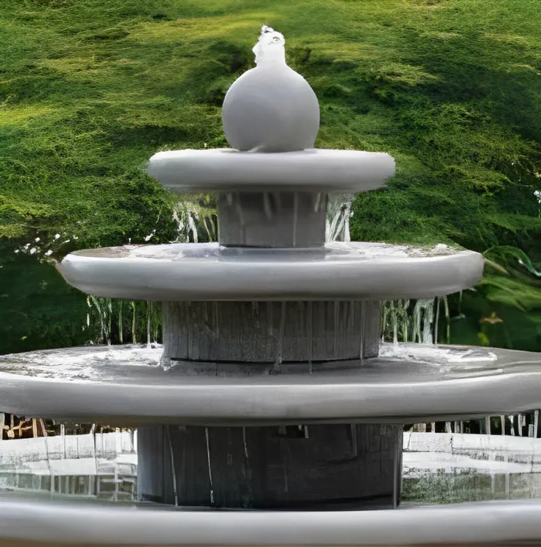 Three-tiered fountain with water streams
