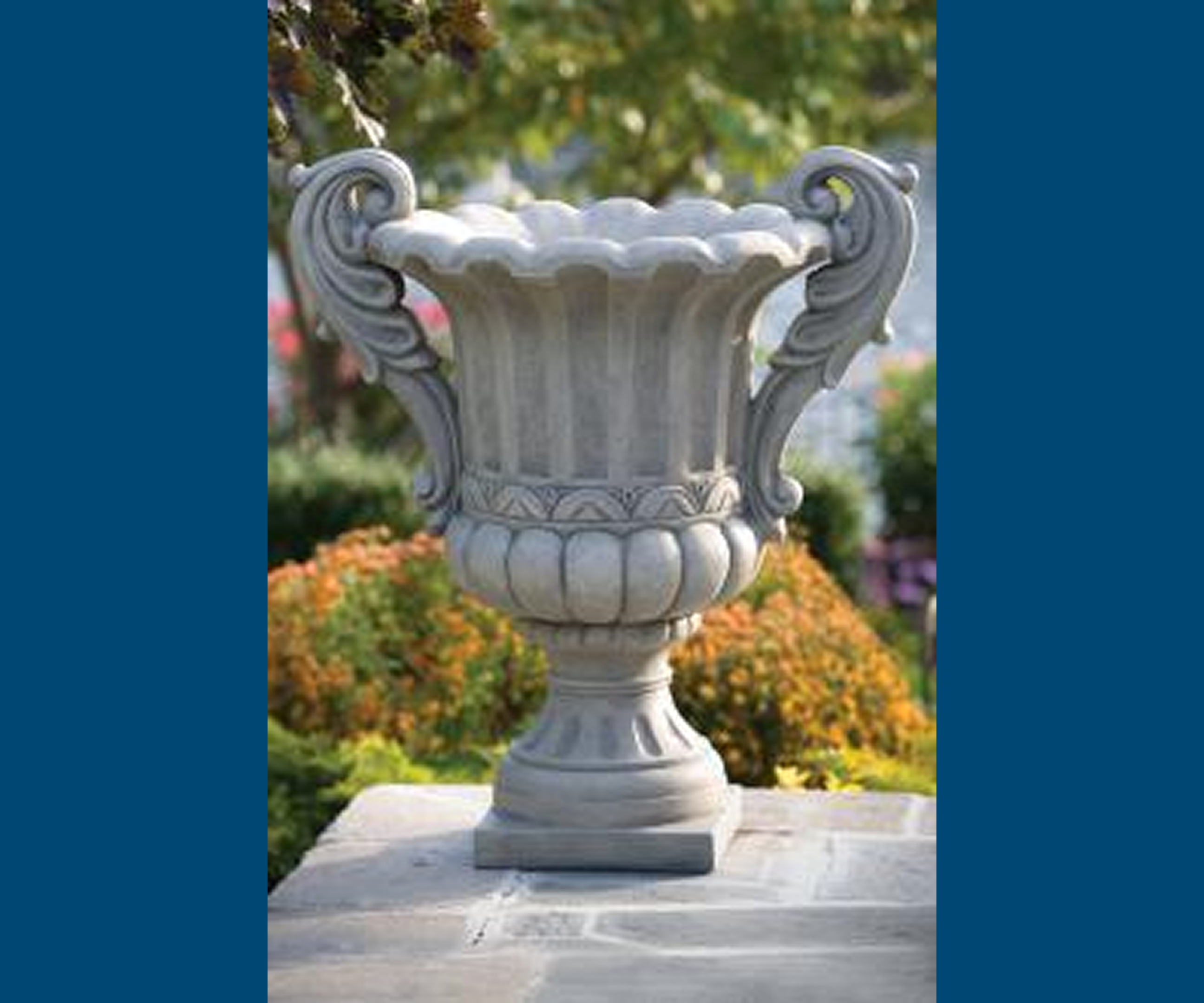 Decorative stone urn on a pedestal