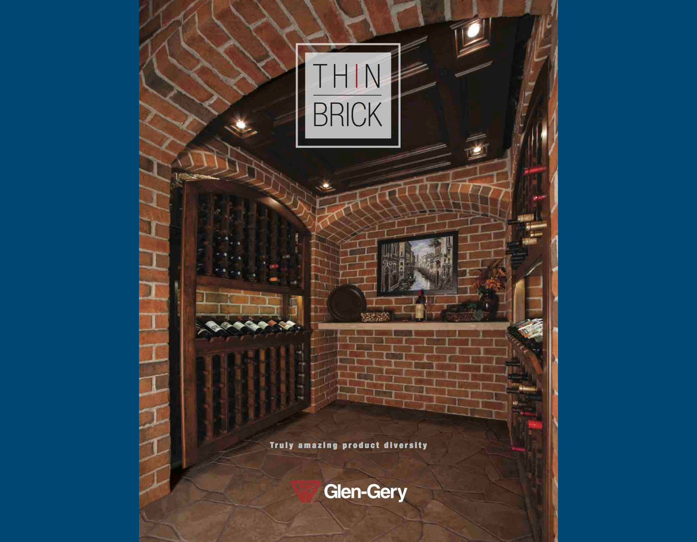 Cozy wine cellar featuring brick walls