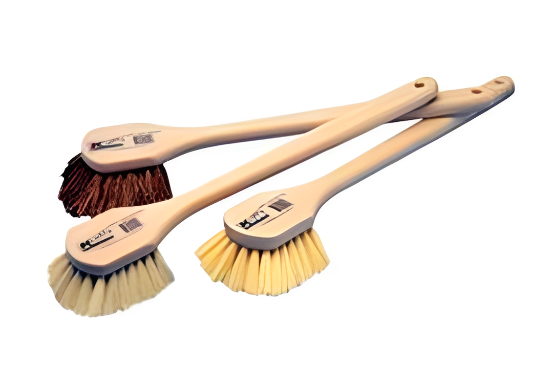 Brown and beige dish brushes on display