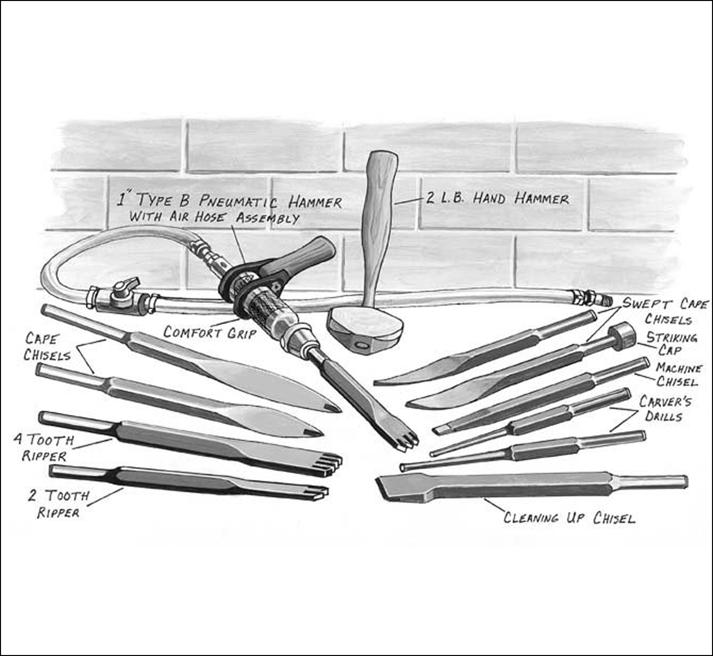 Woodworking tools on display
