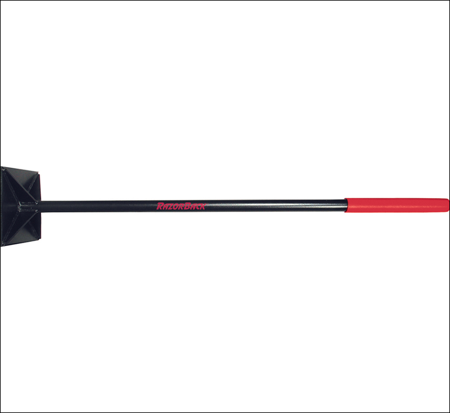Gardening shovel with red rubber grip