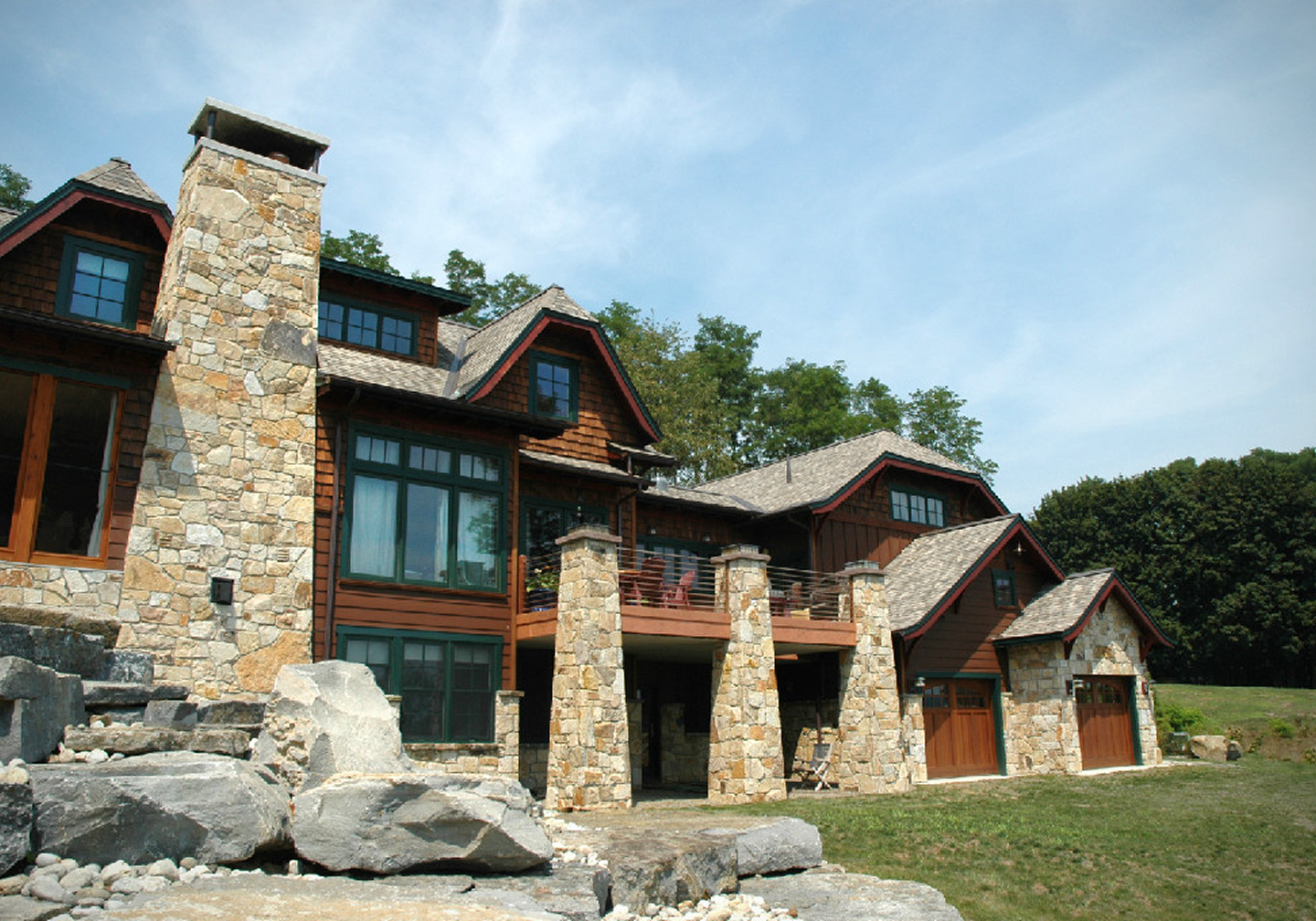 Scenic countryside stone and wood residence