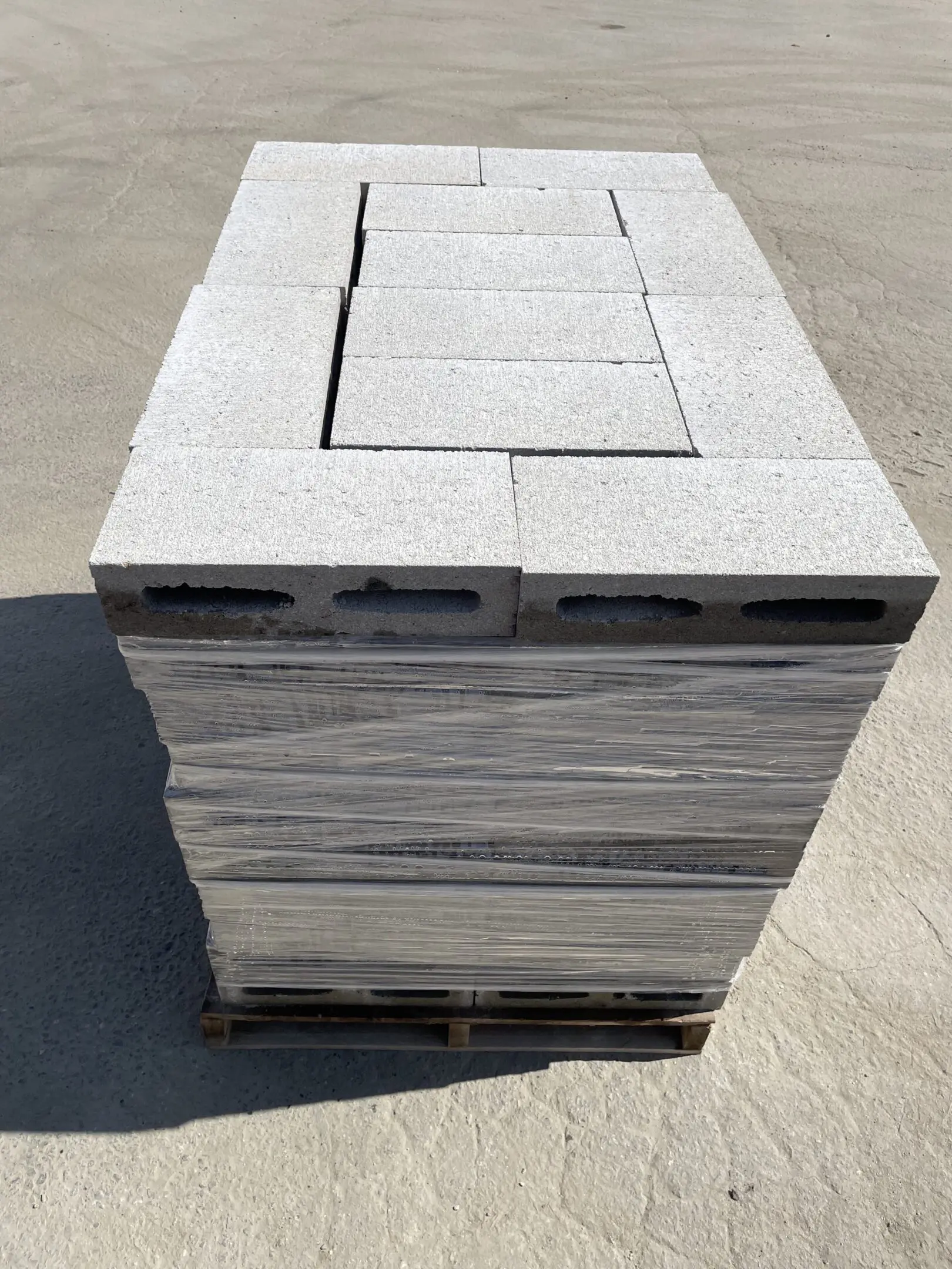 Pallet loaded with concrete blocks