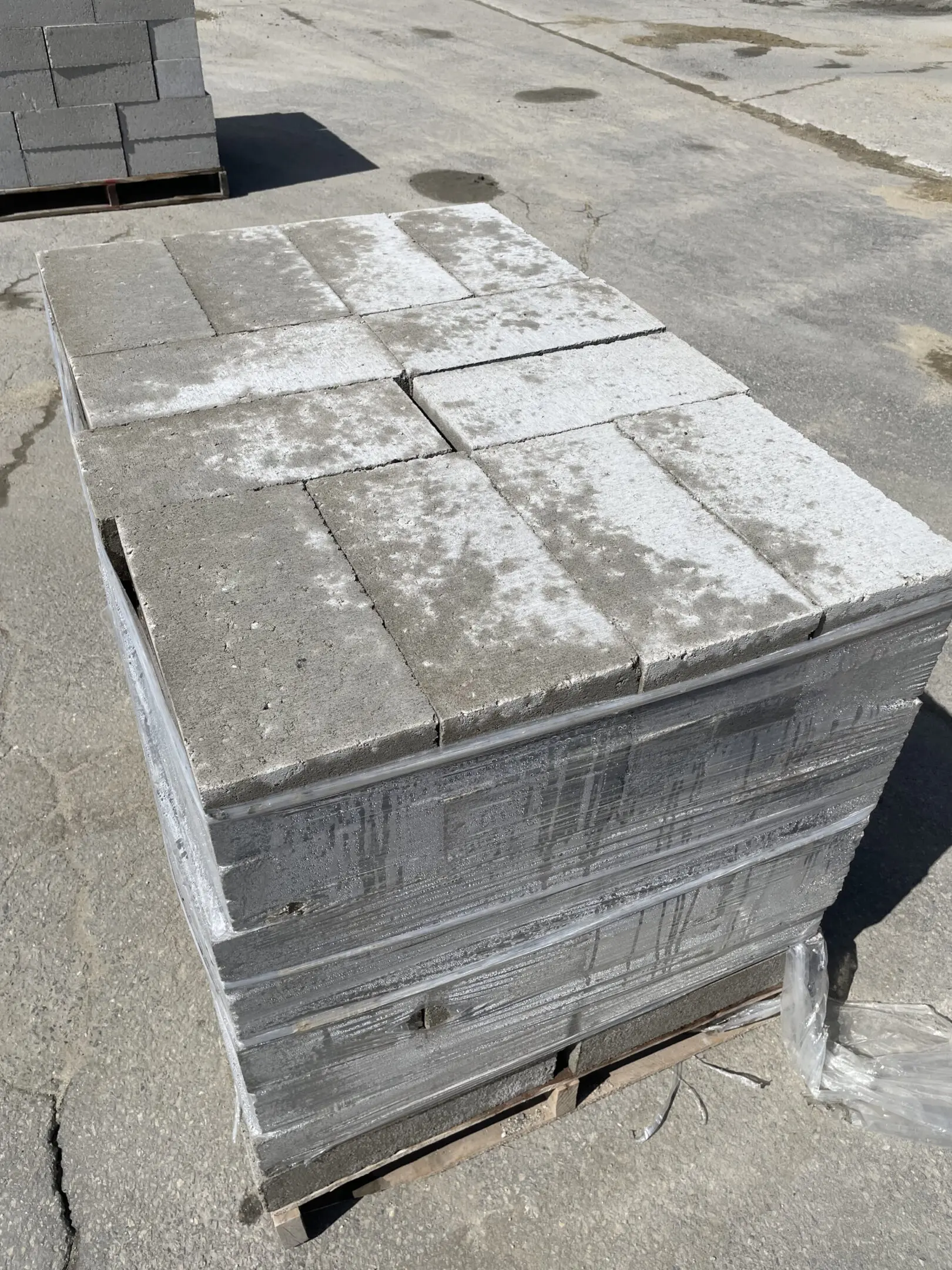 Stack of gray concrete bricks