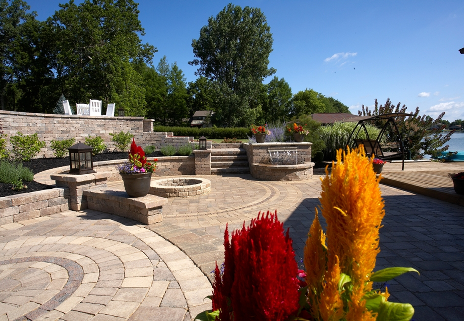Outdoor seating area with fire pit