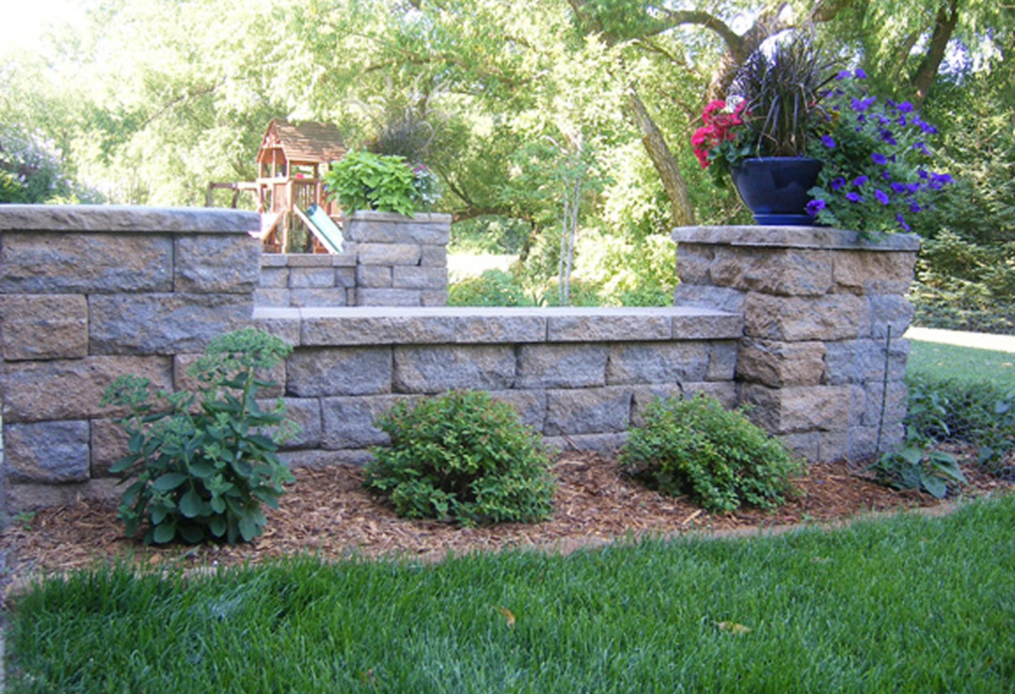 Decorative garden wall with flowers