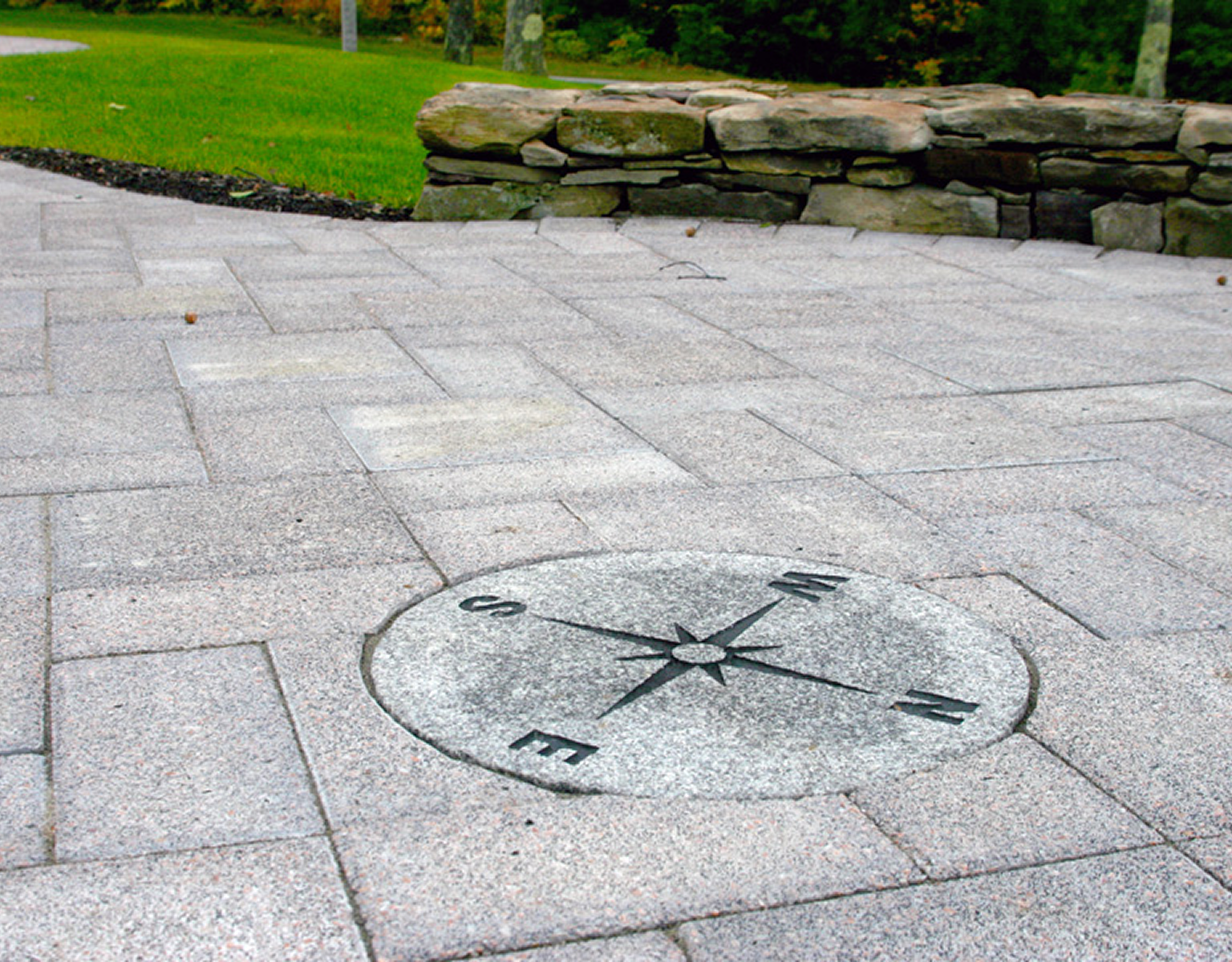 Stone pathway with compass design