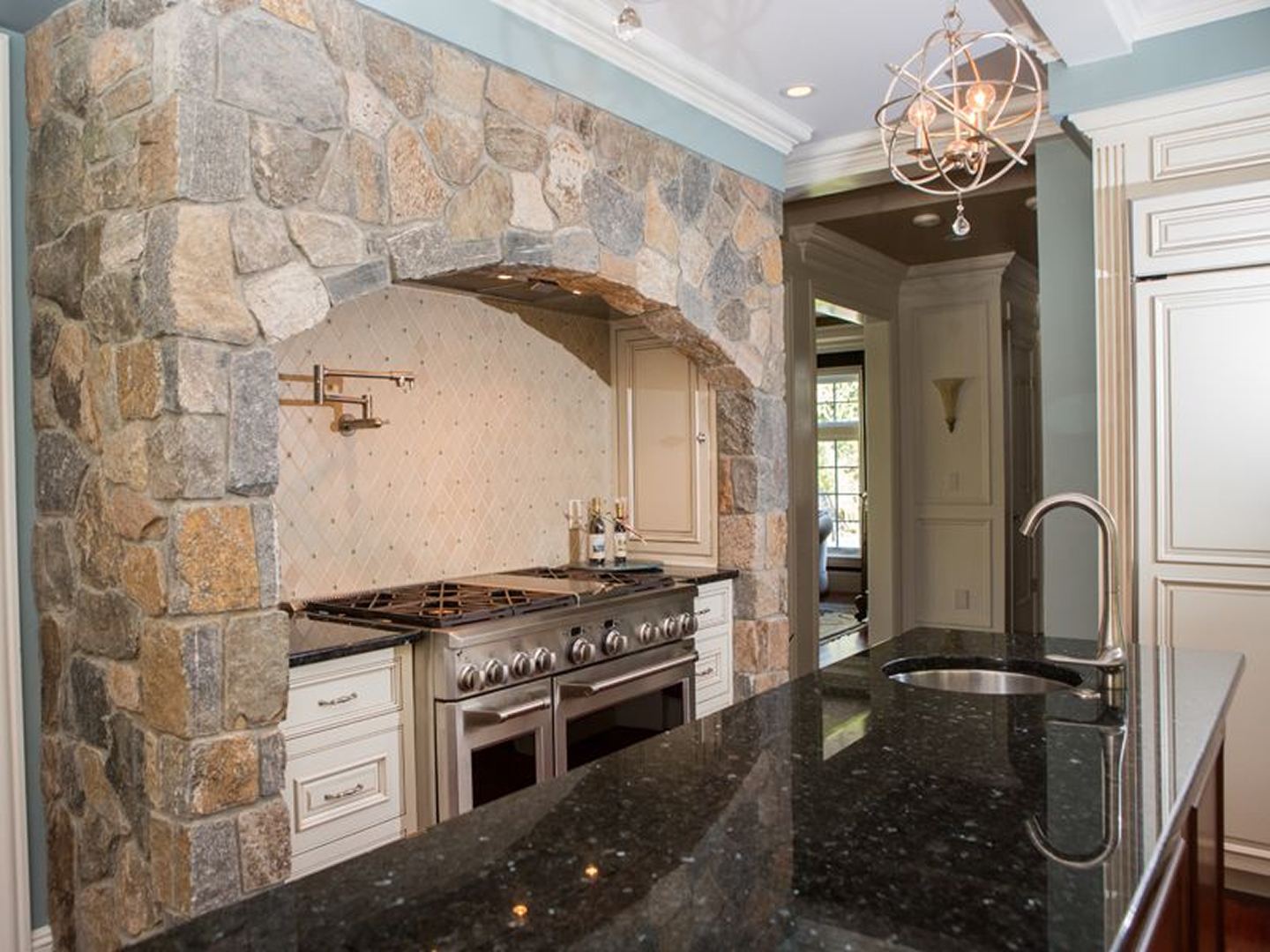 Elegant kitchen with granite island