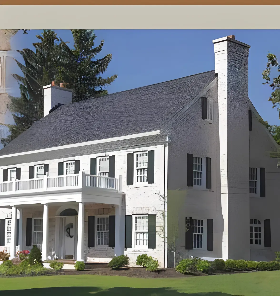 Colonial-style house with white facade