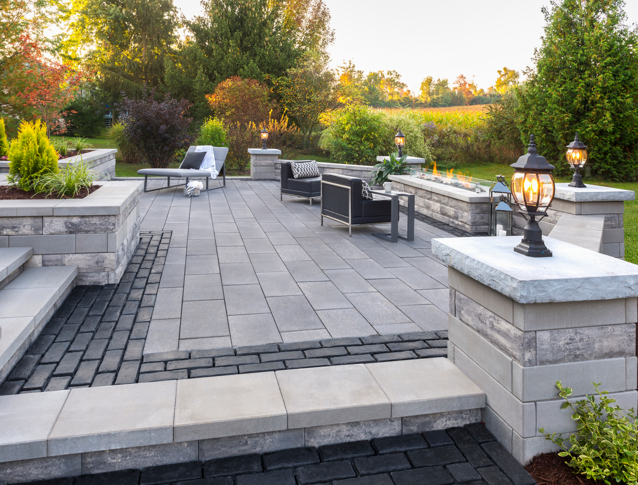 Elegant outdoor space with lanterns
