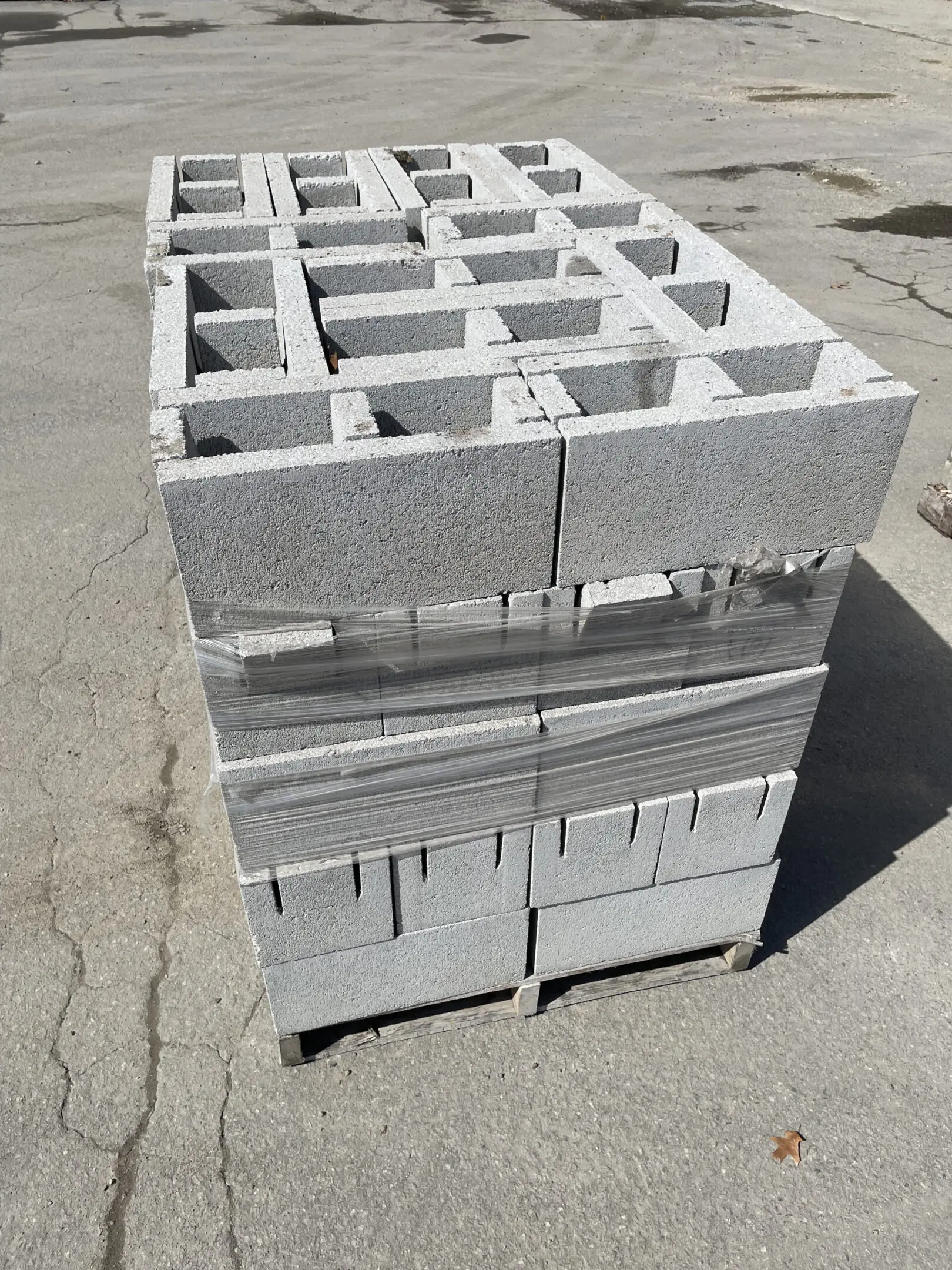 Stack of concrete blocks on pallet