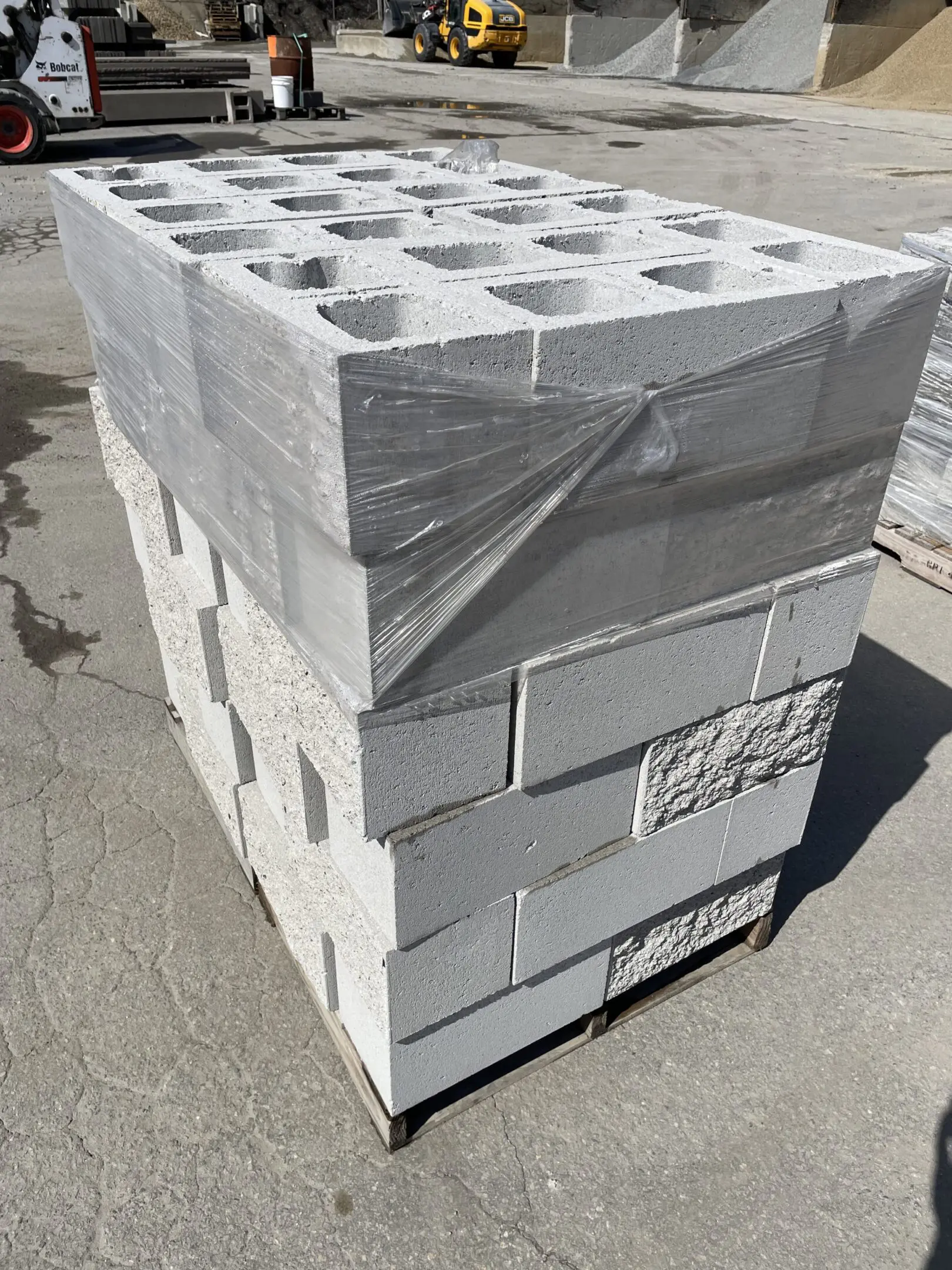 Stacked concrete blocks on a pallet