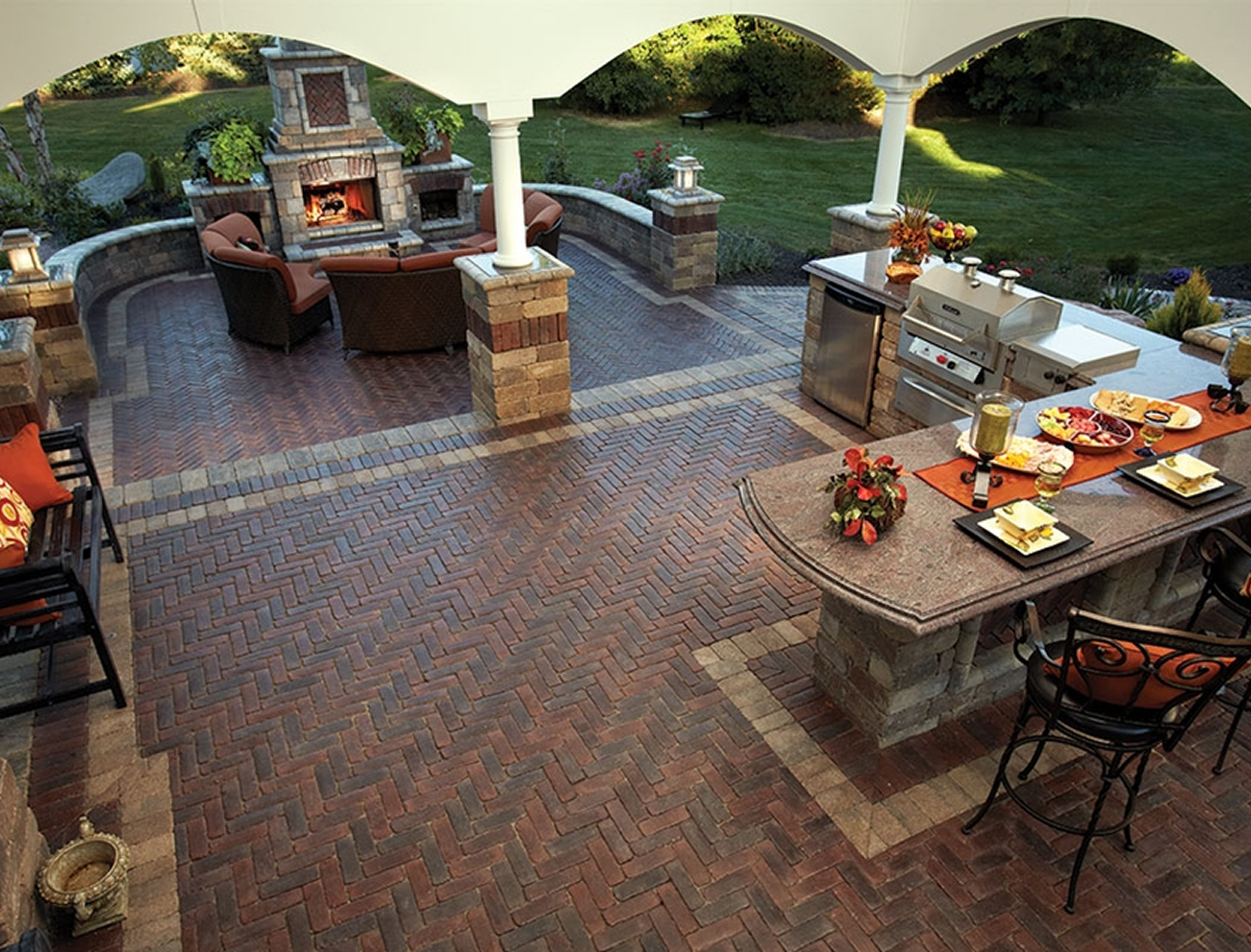 Luxurious outdoor seating and dining area