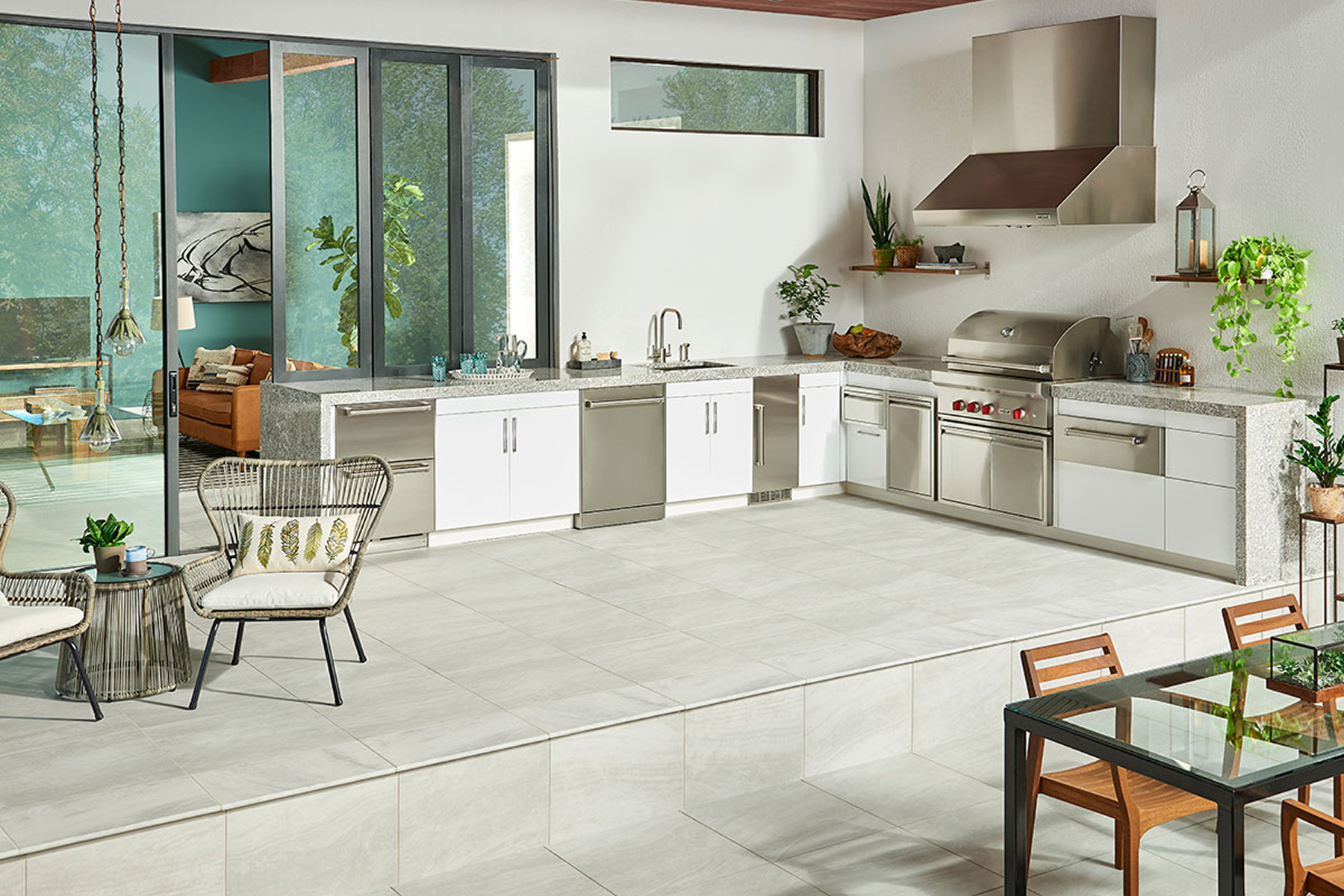 Modern outdoor kitchen with sleek appliances