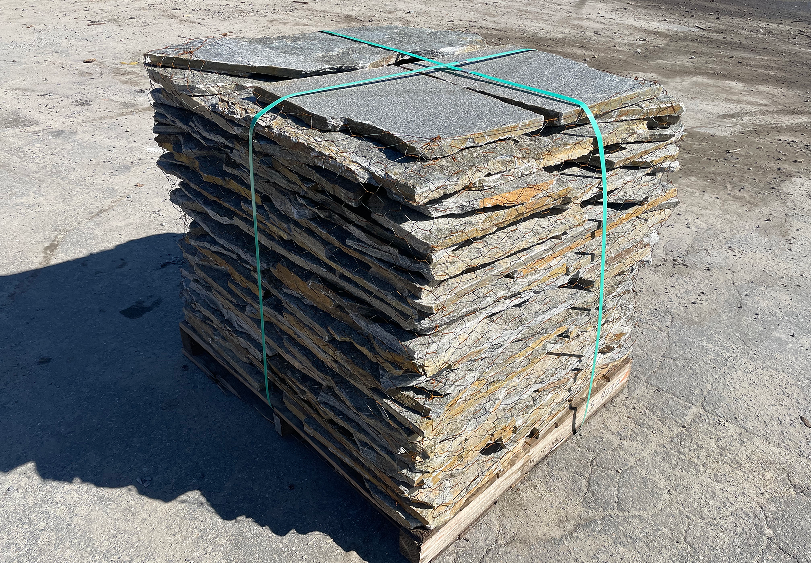 Pallet of stacked flat stones