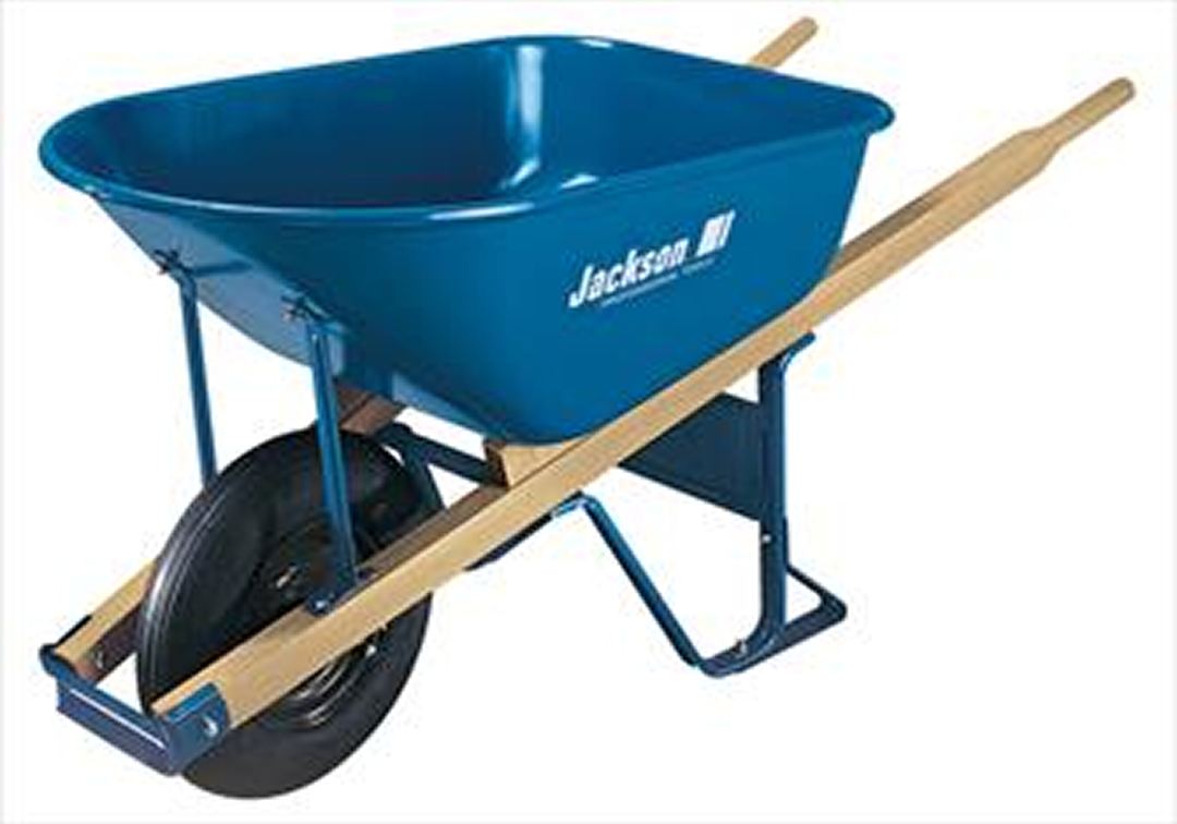 Garden wheelbarrow on white background