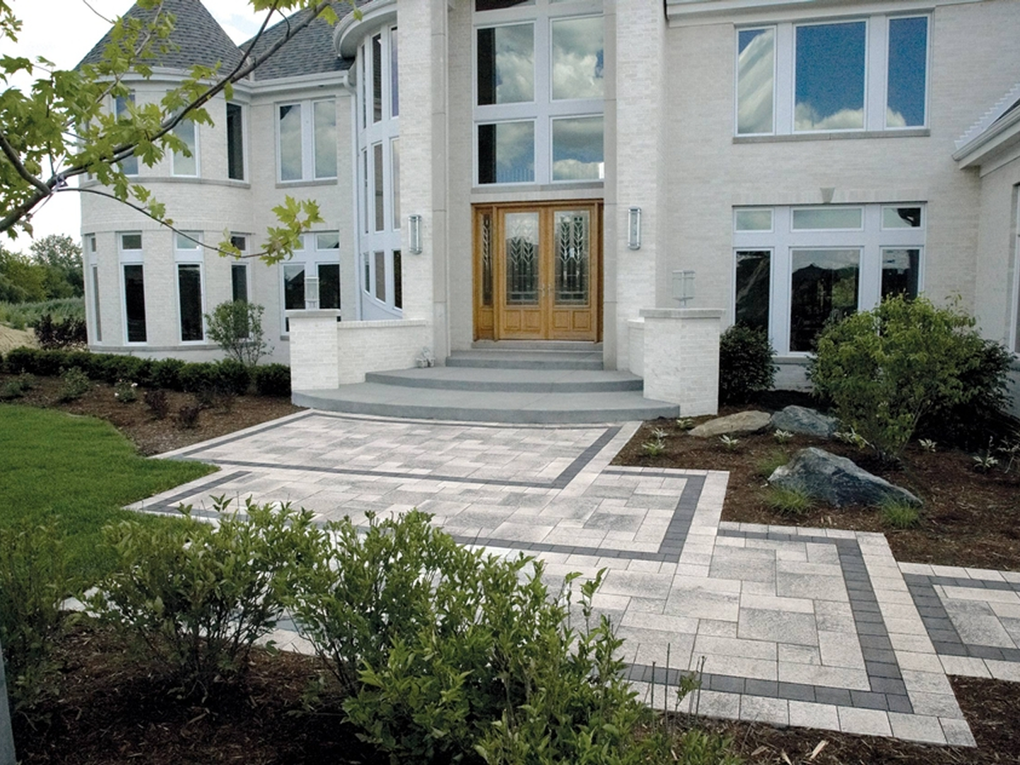Modern house with landscaped entrance