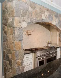 Stone arch over kitchen stove