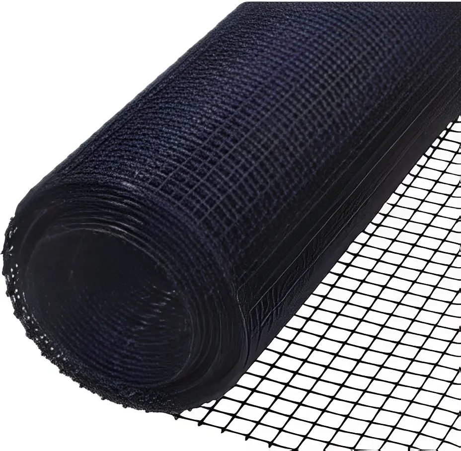 Black wire mesh roll, close-up view