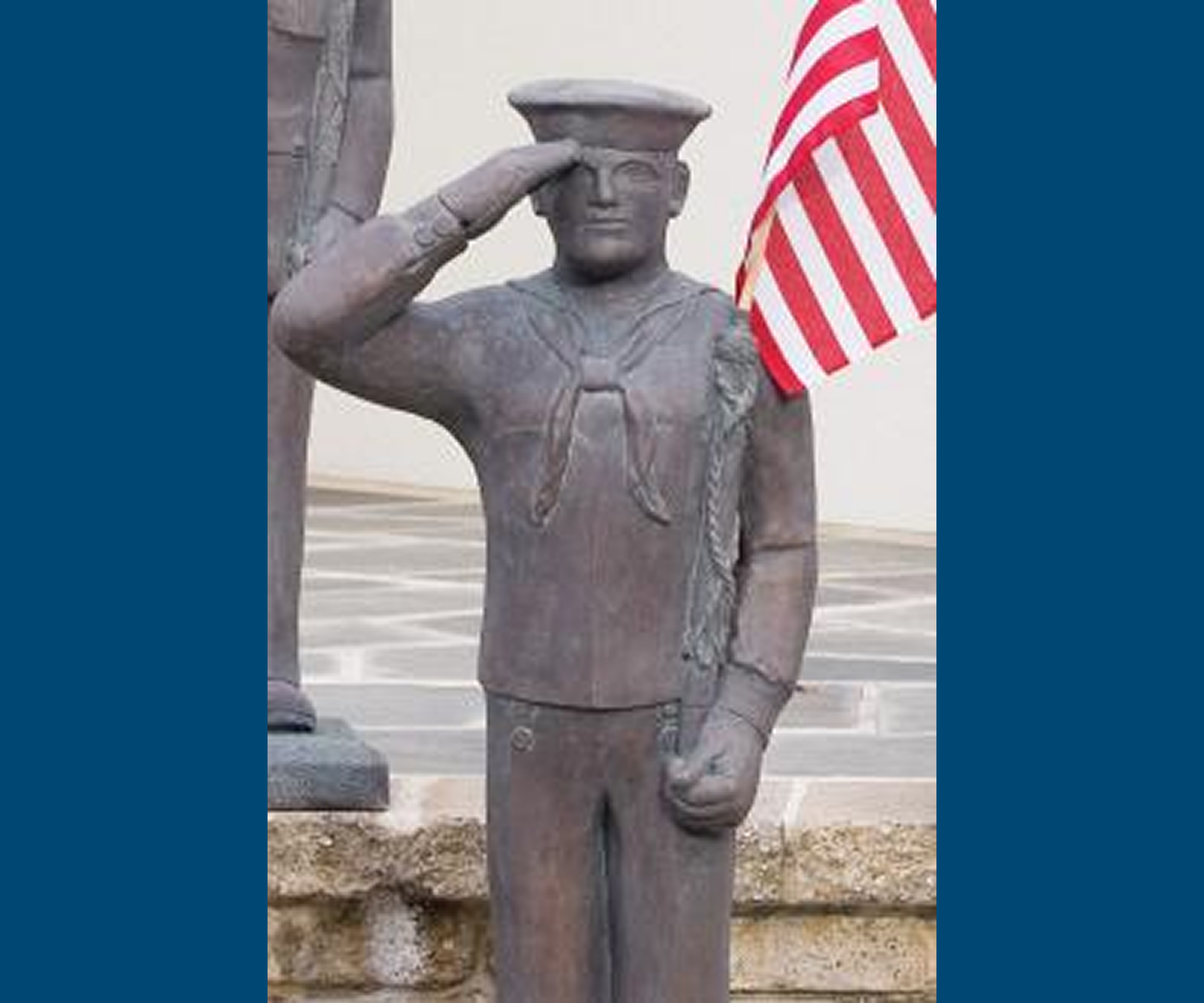 Navy sculpture with American flag