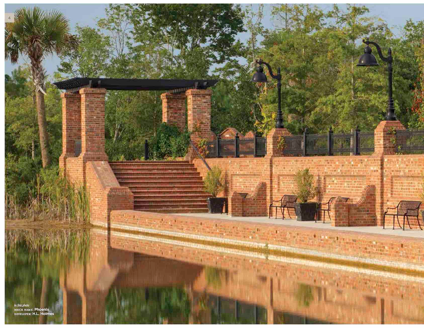 Outdoor seating area with brick steps