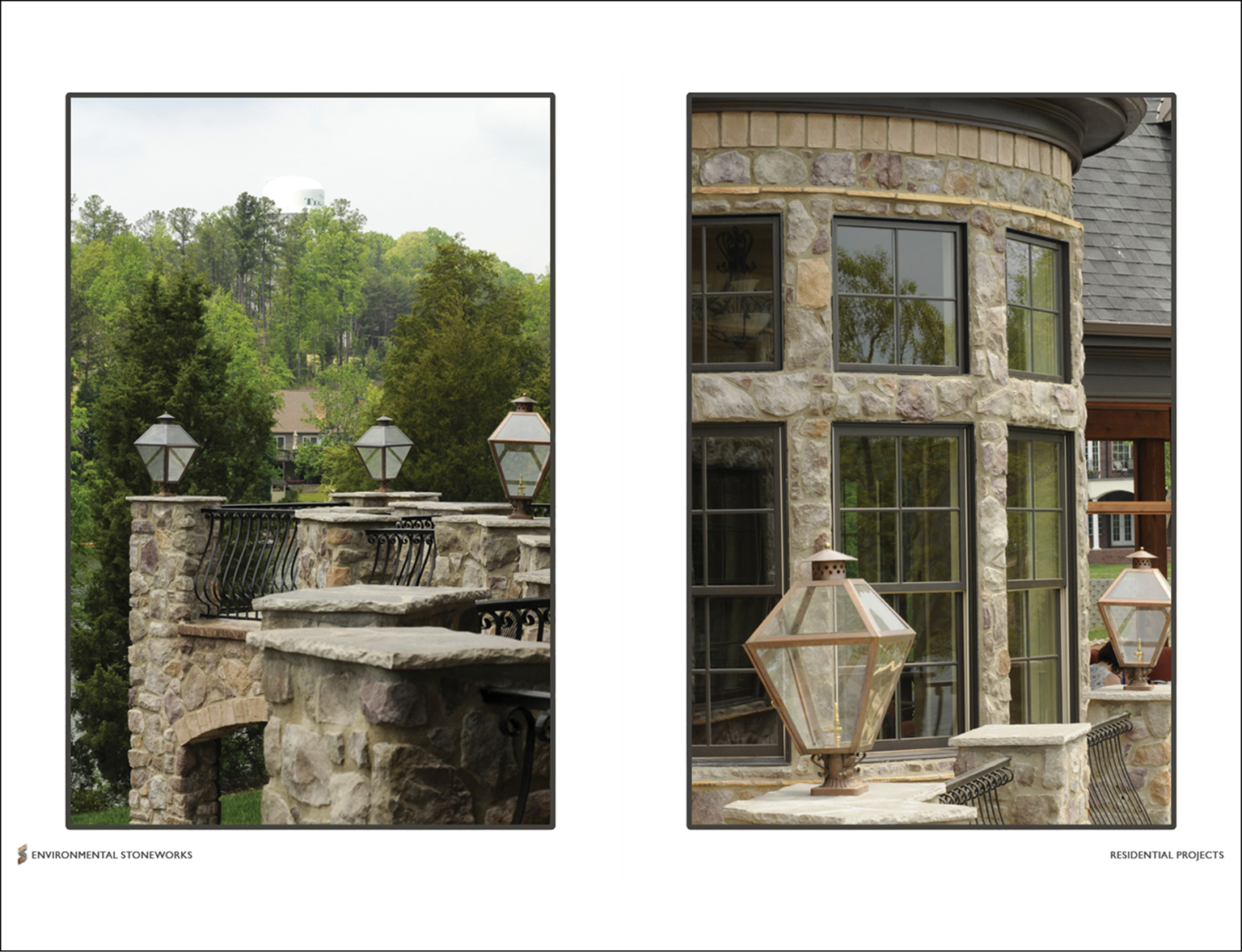 Stone terrace with lanterns