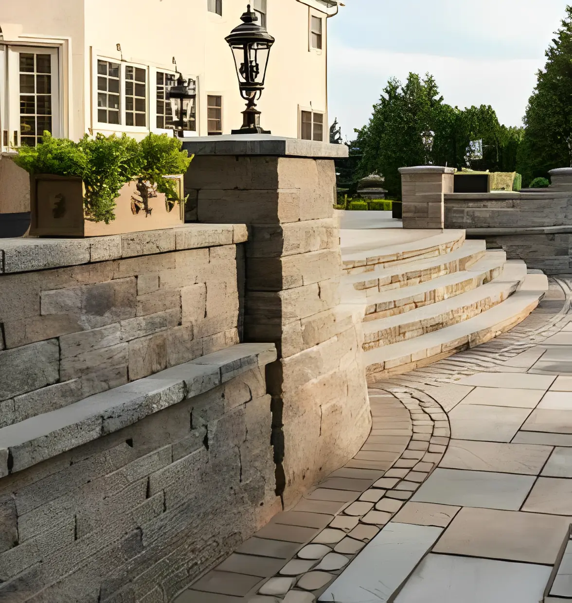 Elegant garden with stone landscaping