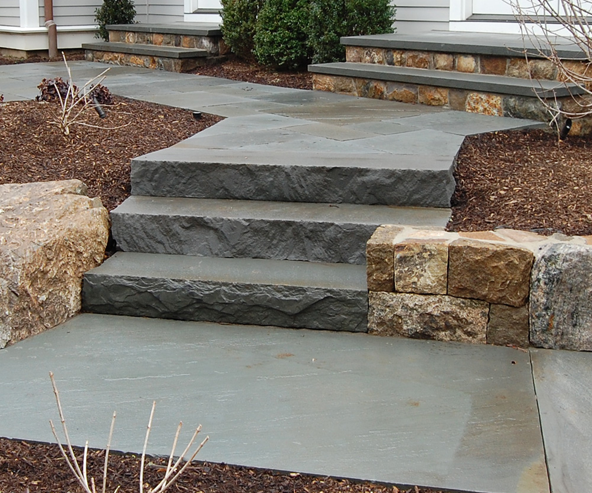 Modern stone pathway with steps
