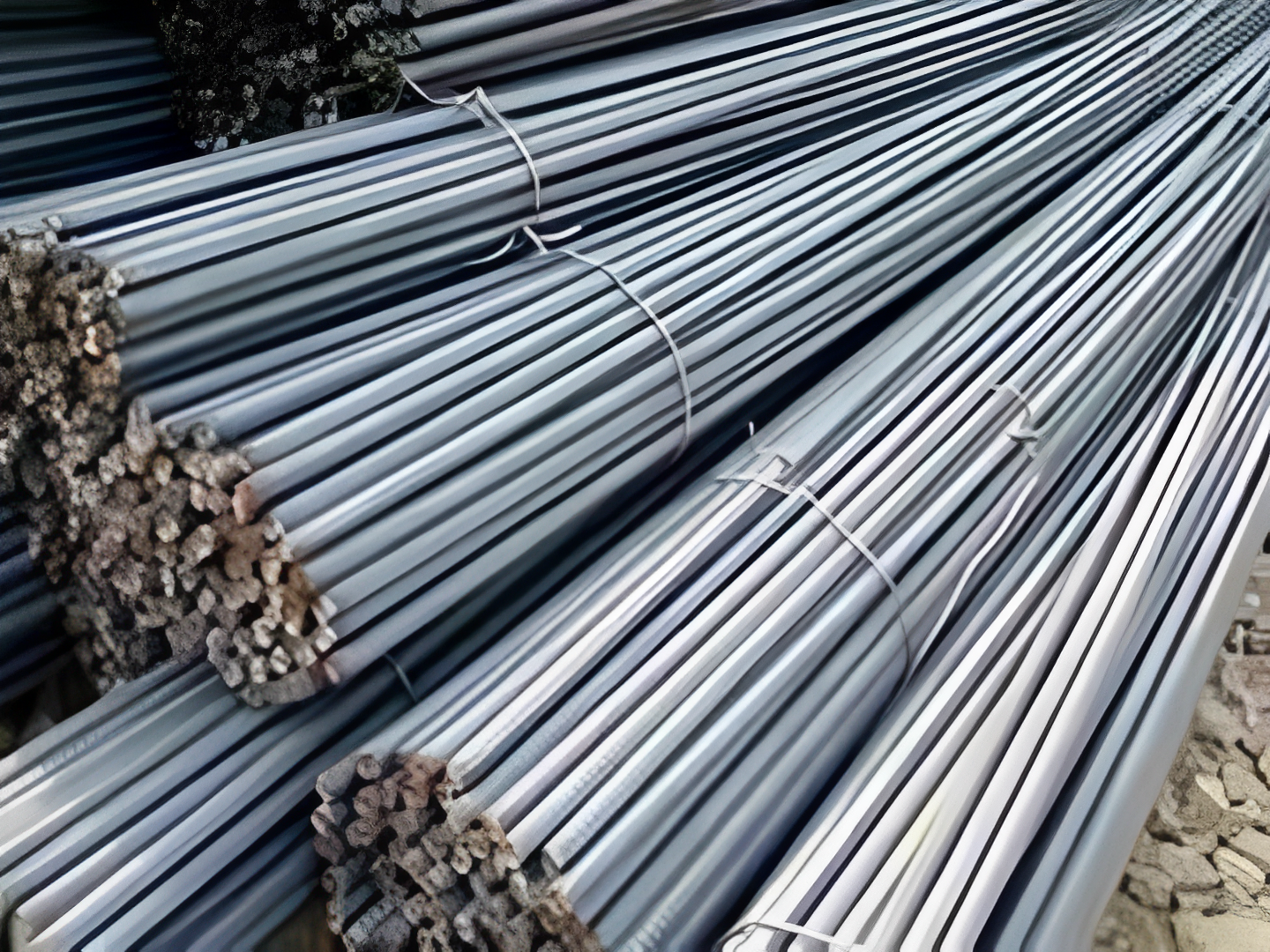 Steel rods stacked in bundles