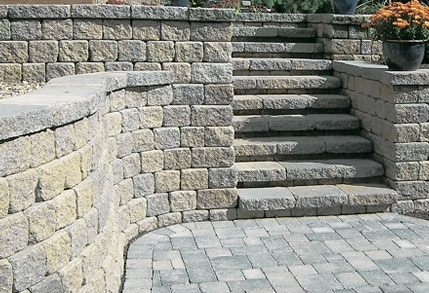 Paved walkway and outdoor staircase