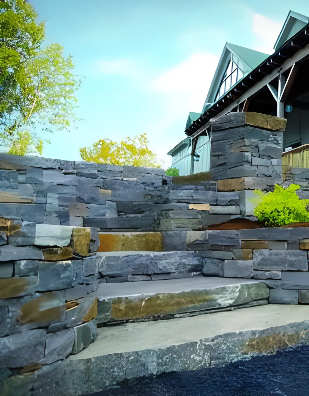Rustic stone stairway outdoors