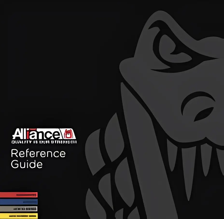 Stylized logo on dark background, Alliance Guide.