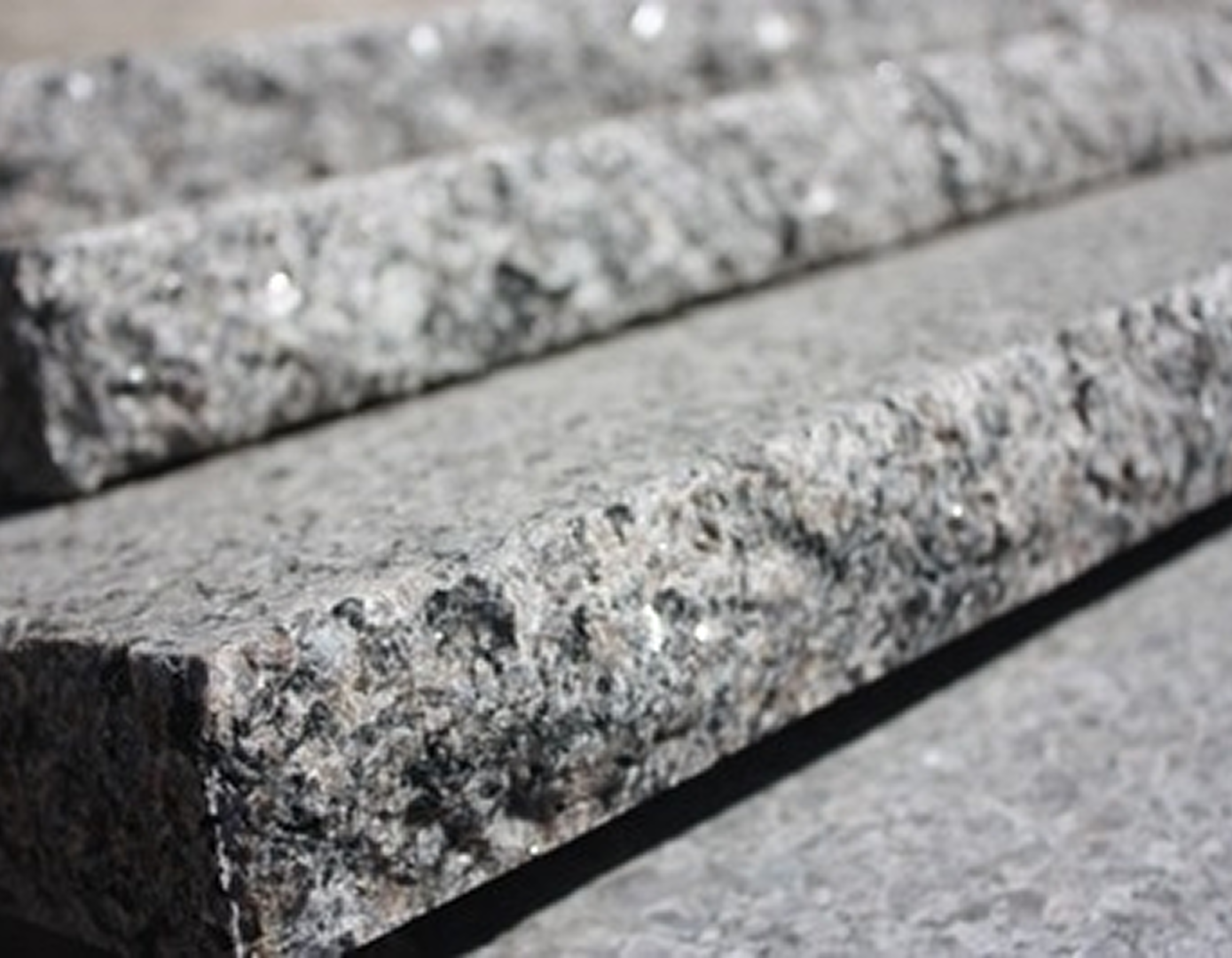Granite slabs stacked in a row