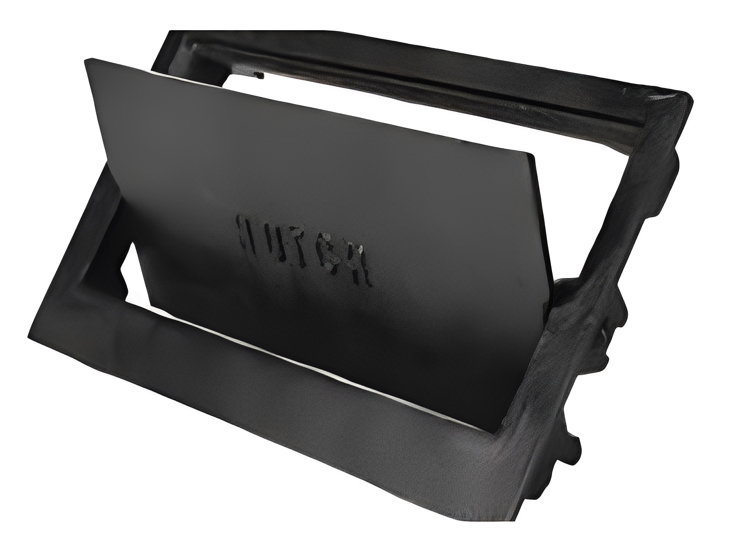 Black metal hatch cover with frame
