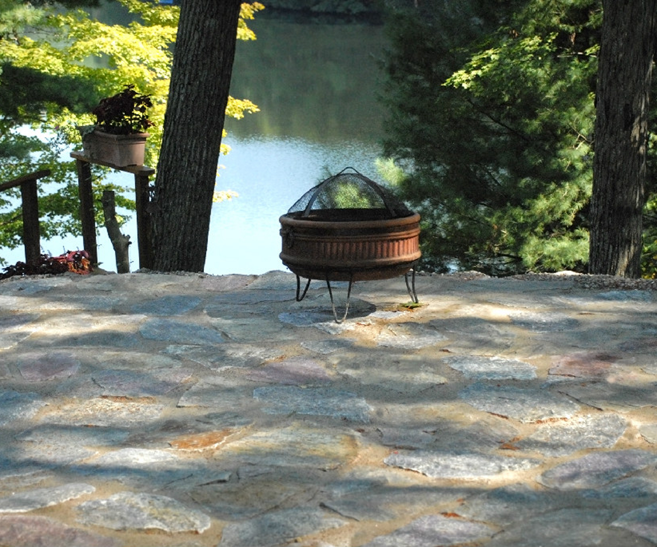 Lake view from stone patio