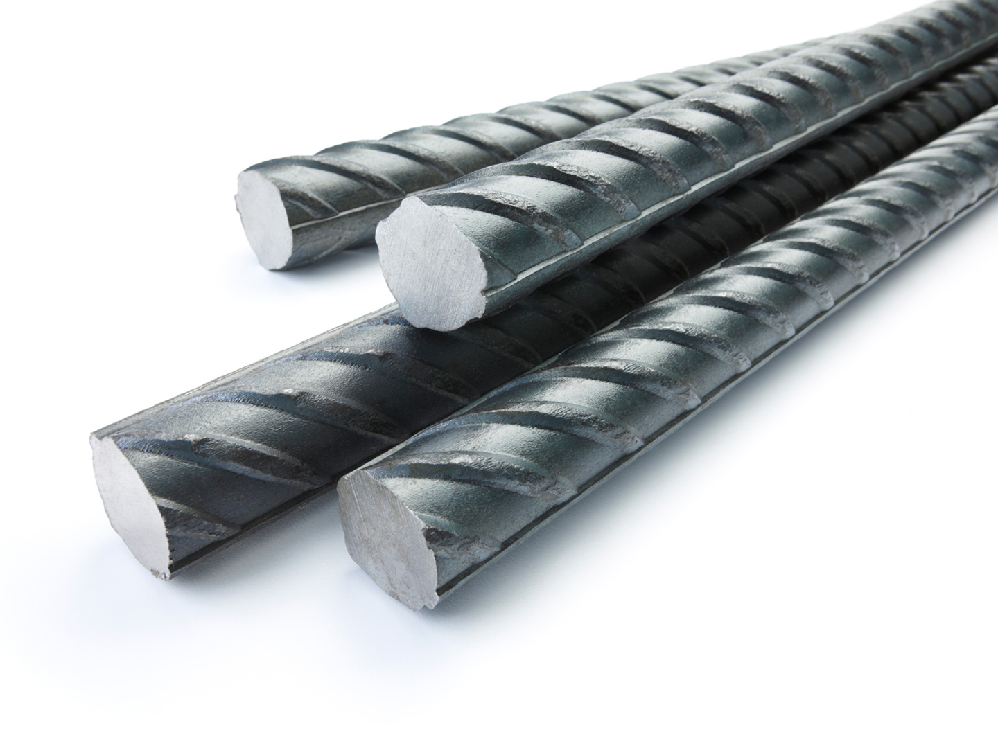 Close-up of textured metal rebar