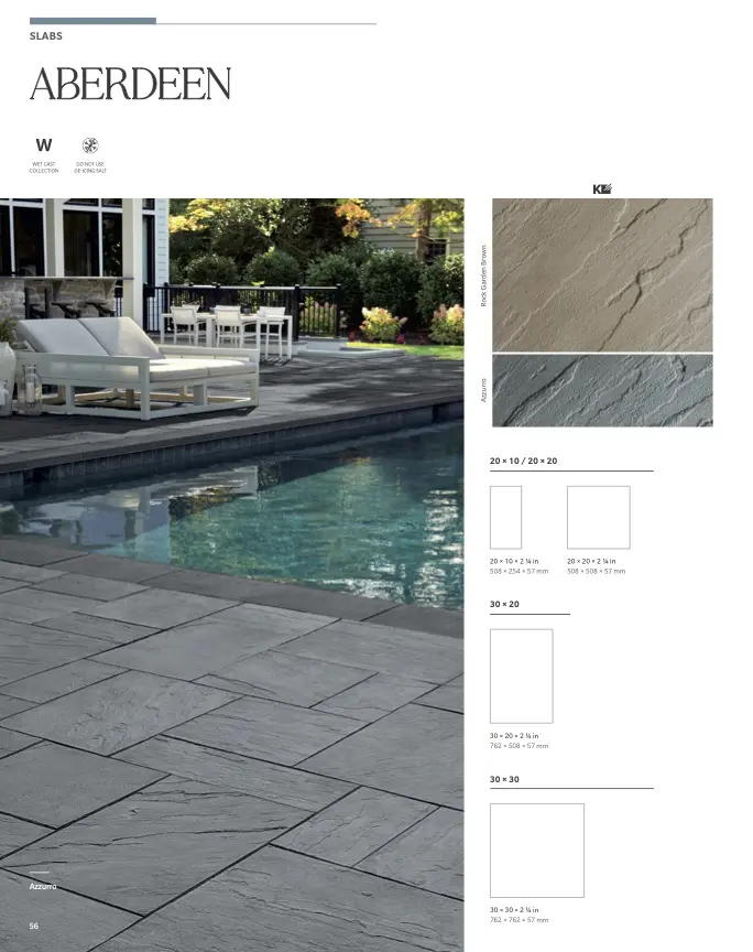 Poolside gray stone slab patio