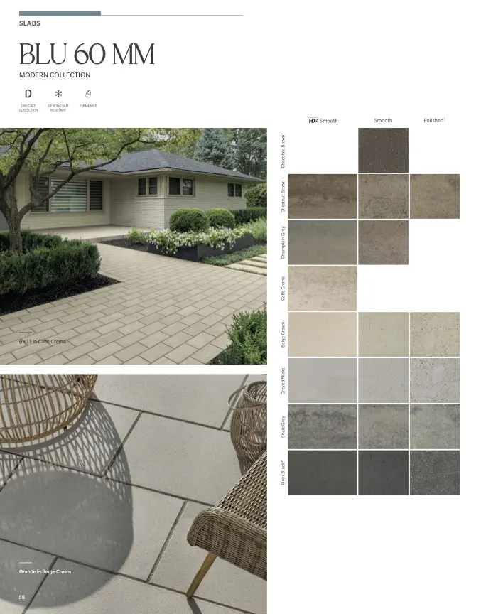 Modern patio pavers brochure with color swatches