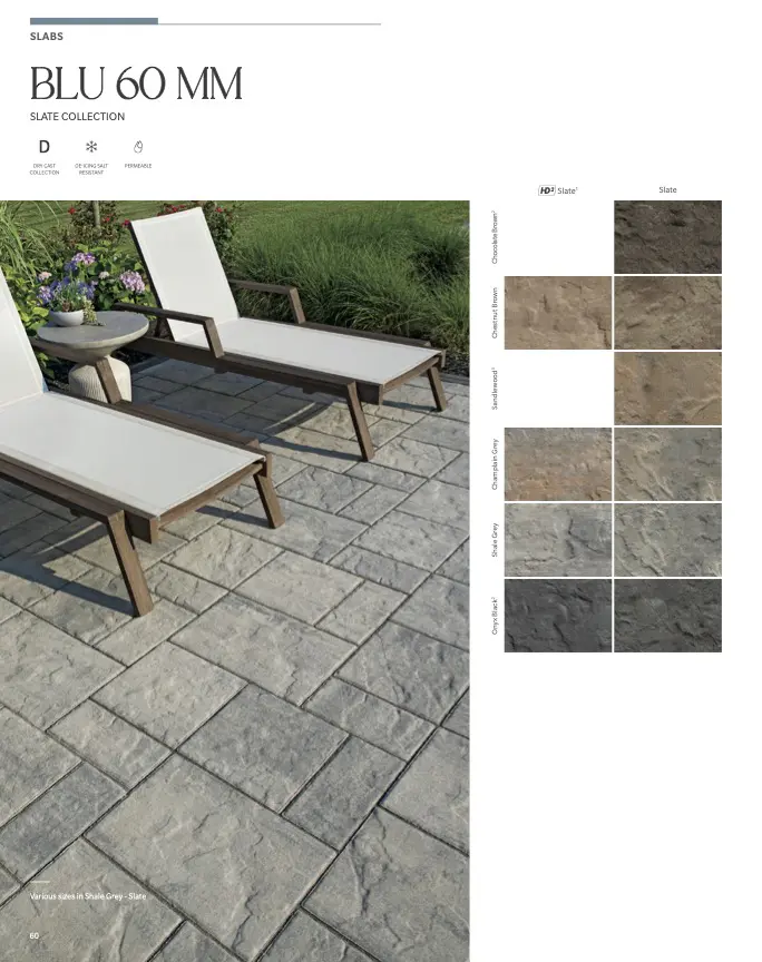 Patio lounge chairs on Blu 60mm slate pavers