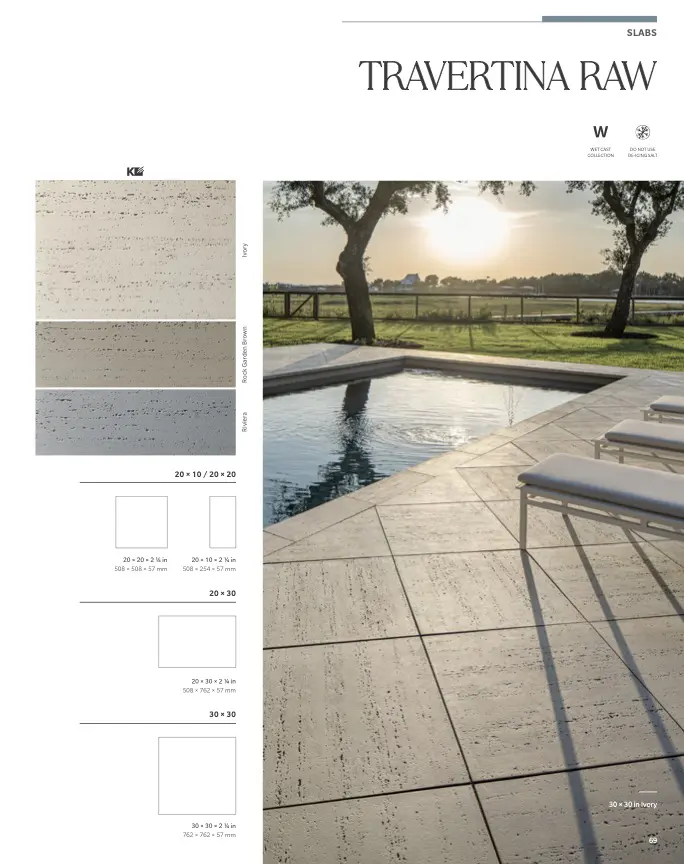 Travertina Raw poolside patio and tile samples