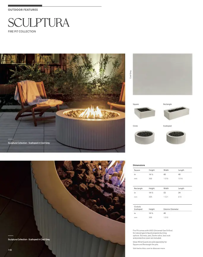 Sculptura round corrugated outdoor fire pit