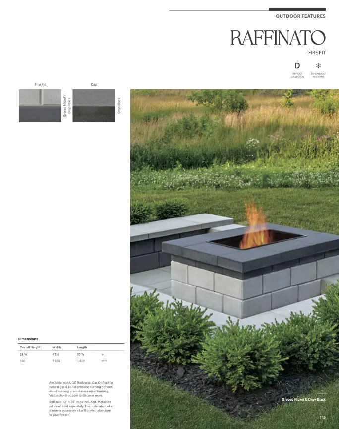 Modern square outdoor concrete fire pit